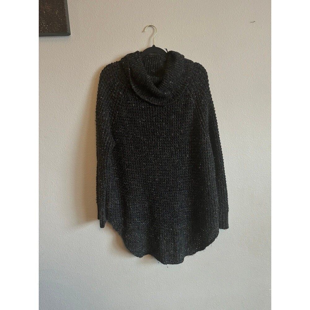 Free People Womens Sweater Dylan Tweedy Cowl Neck Wool Linen Blend Dark Grey S